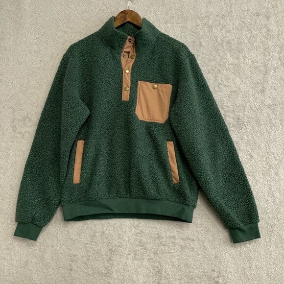 NEW Lands' End Men's M Boucle Pullover  Sherpa Fleece Mock neck Sweatshirt - Picture 1 of 8